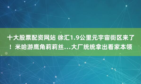 十大股票配资网站 徐汇1.9公里元宇宙街区来了！米哈游鹰角莉莉丝…大厂统统拿出看家本领